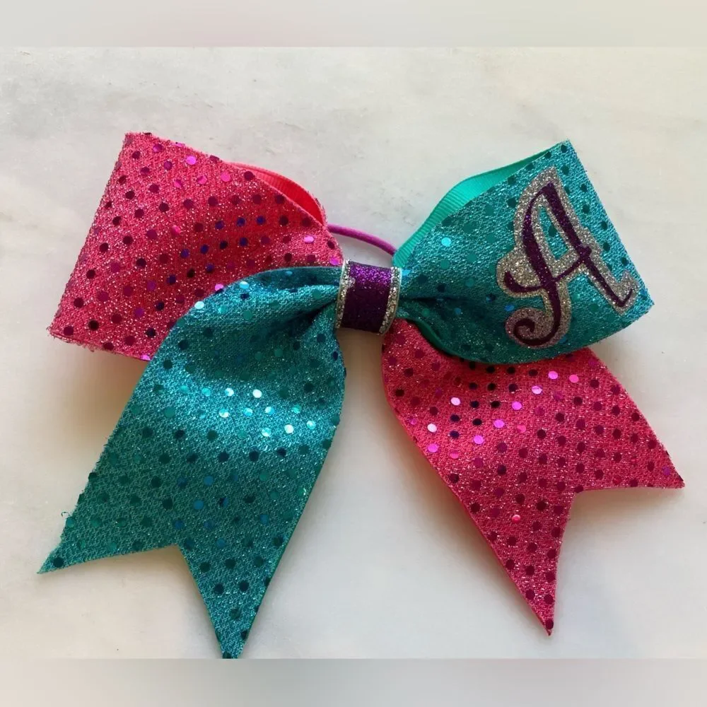 Three Large Girl Bows “Addison” “A” and Red